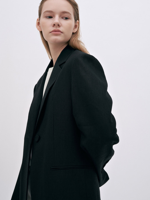 overfit linen jacket (black)