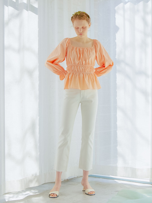 ELASTIC BAND BLOUSE_CORAL