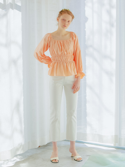 ELASTIC BAND BLOUSE_CORAL