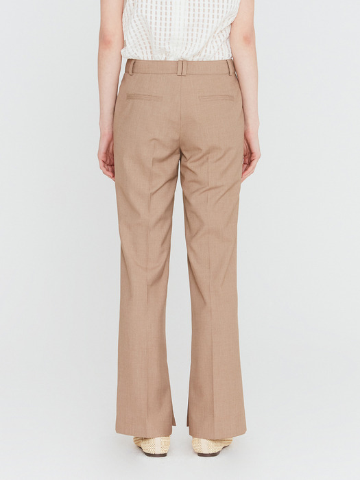 20SS TAILORED TROUSERS WITH CUFF SLIT DETAIL - BROWN MELANGE