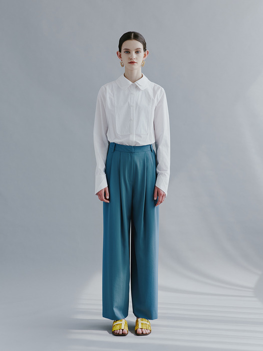 Pleated Wide Pants_Blue