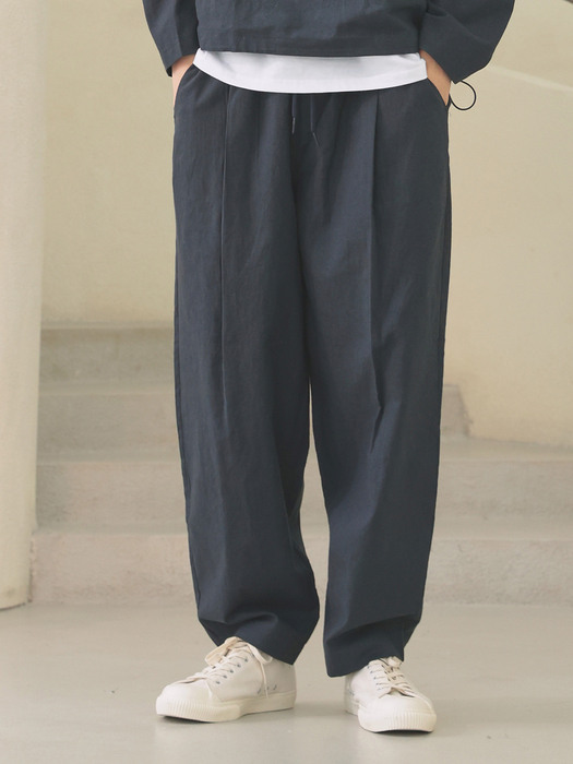 linen banding pants [oversize fit]_navy