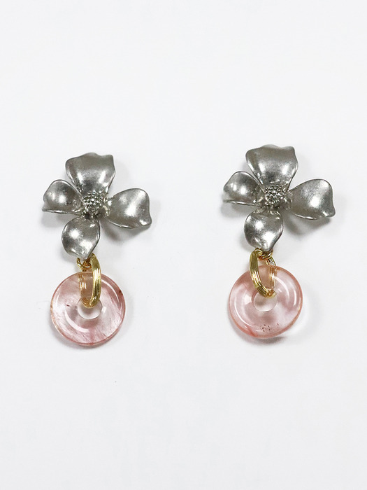Blooming flower ```drop``` earring (Silver)