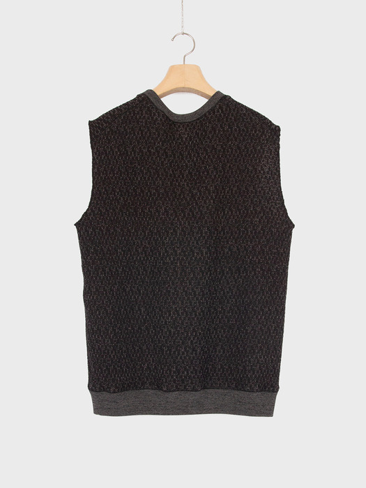 2 COLORS KNIT VEST BLACK