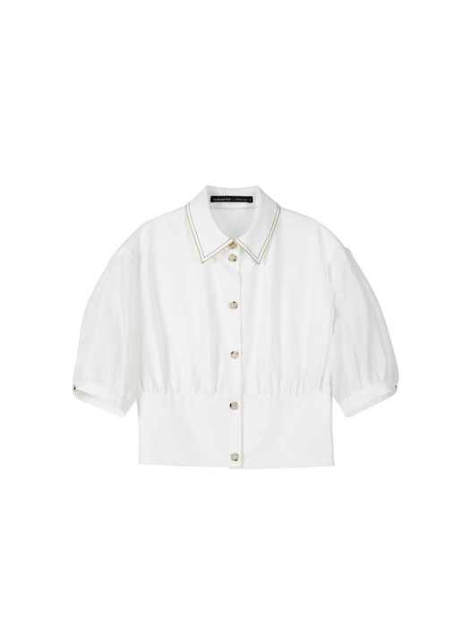 MARIA ORGANZA COMBO CROPPED SHIRT atb362w(WHITE)