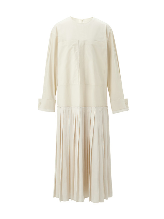 Half Pleated One-piece - Cream