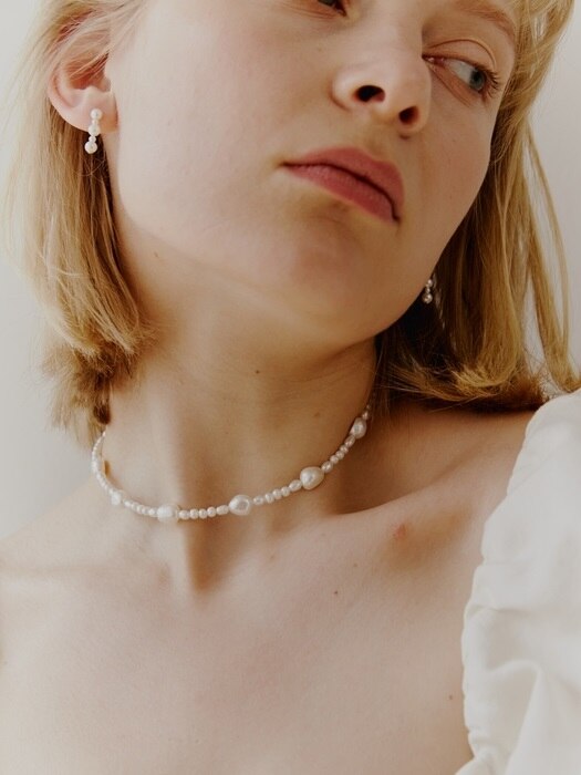 [Silver] Pearl Stick Earrings