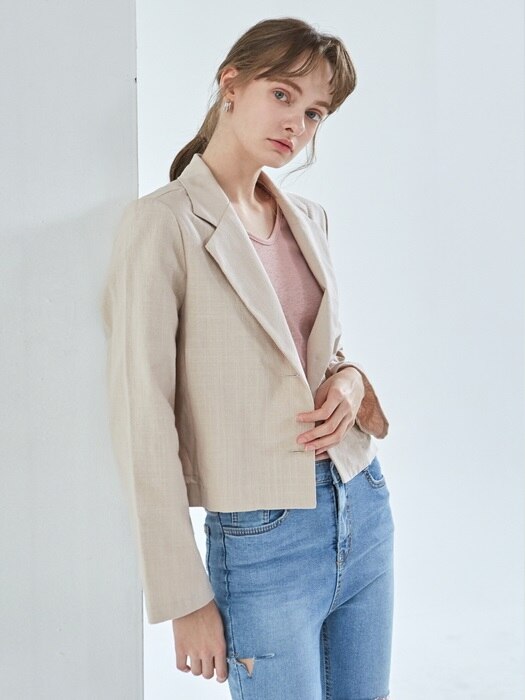 IRIS CROP LINEN JACKET_PINK BEIGE