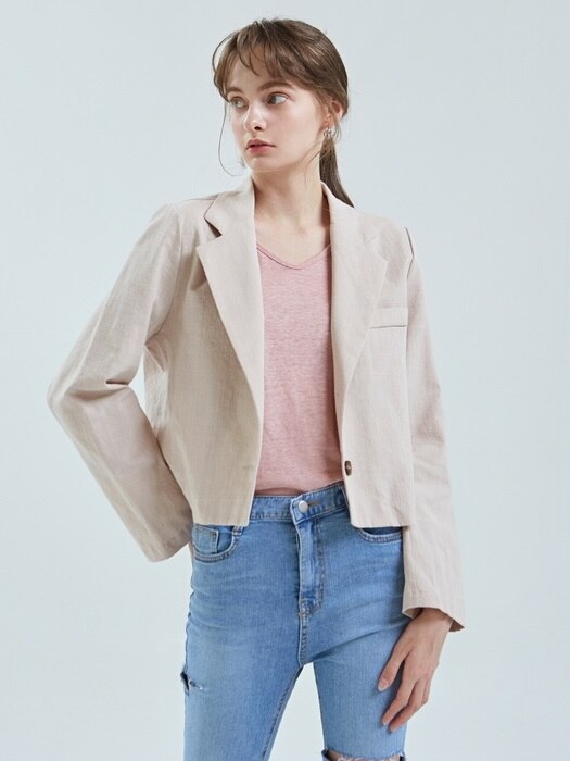 IRIS CROP LINEN JACKET_PINK BEIGE