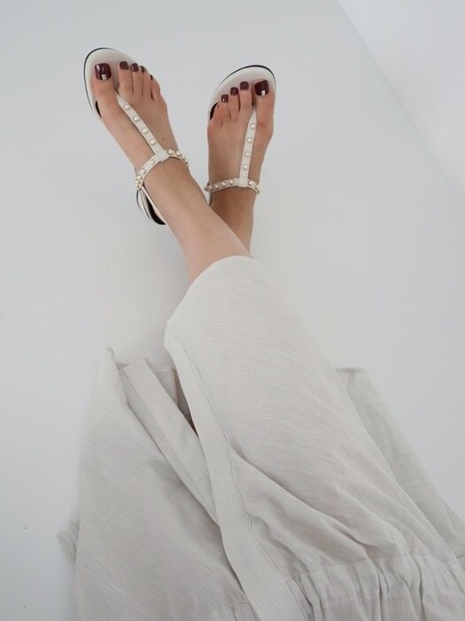 creamy pearl strap sandal_ivory