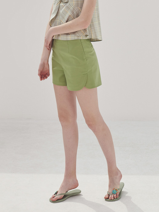 High-waist short pants_Sprout green