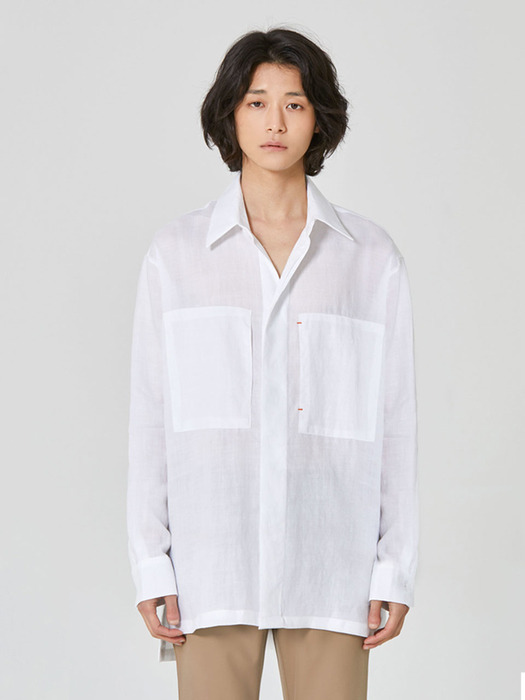 ORGANIC Double Pocket Linen Shirt_White