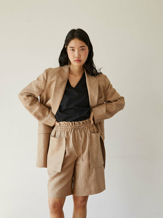 over-fit linen jacket (beige)