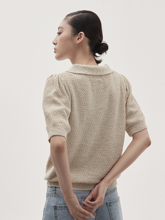 V. puff shirring knit (light beige)