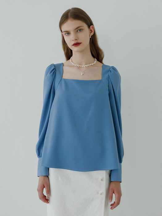 Square neck blouse (blue)