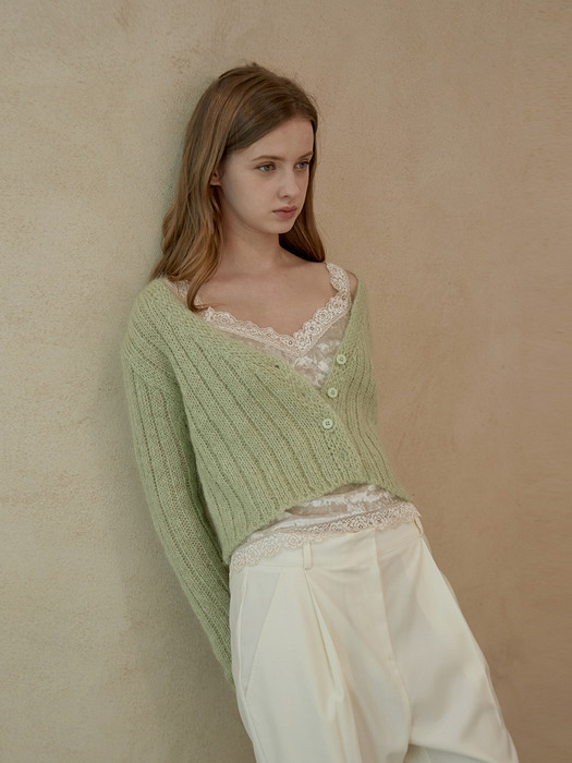 MOHAIR CROP KNIT CARDIGAN[4color]