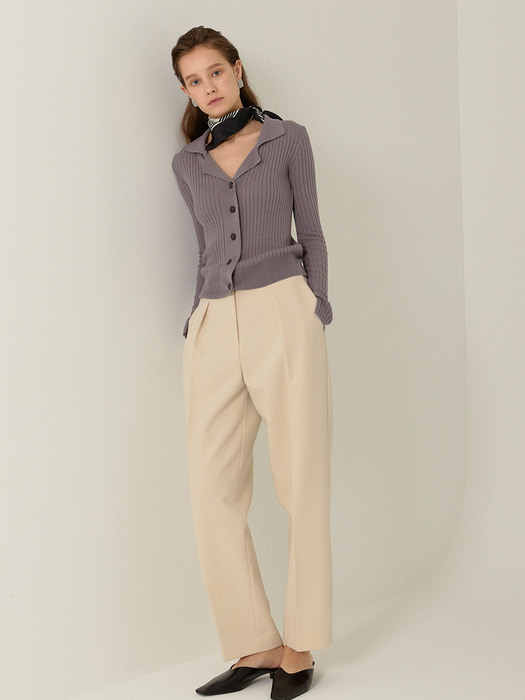 GRETA Slim Fit Ribbed Cardigan_MAUVE VIOLET