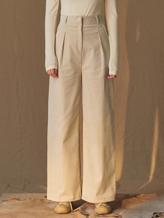 SI PT 7019 Slip down Corduroy Pants_Ash cream