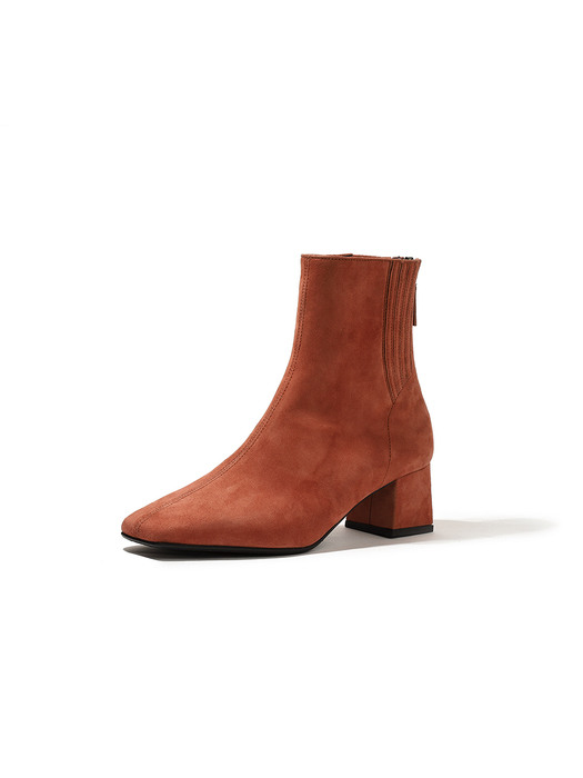 Accordion ankle boots / brick suede