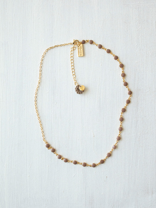 Warm cocoa dot chain mixed necklace