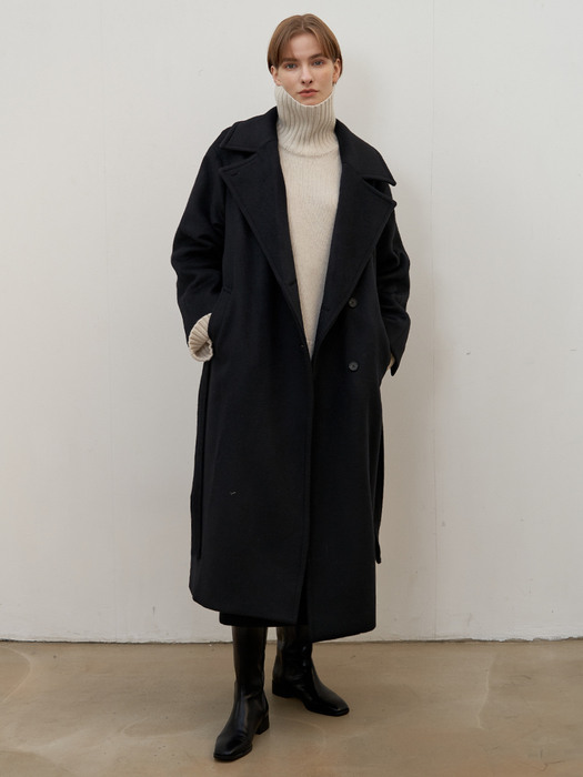 Double wool coat - Black