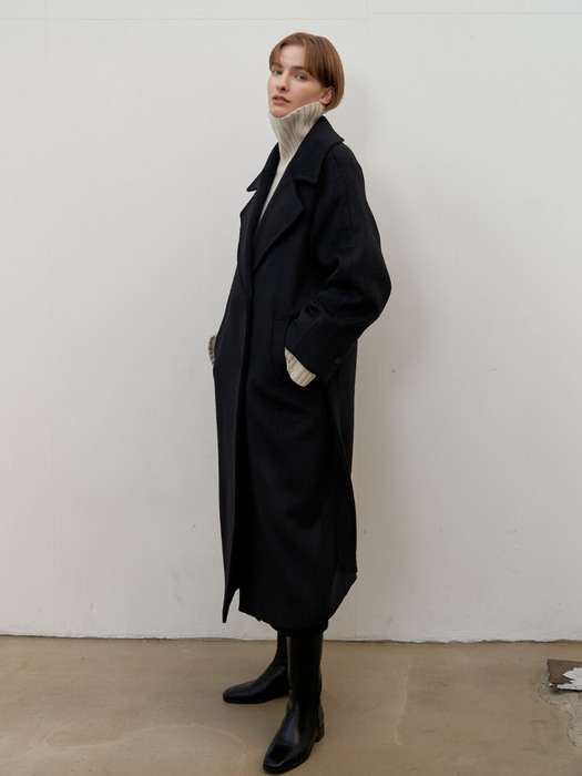 Double wool coat - Black