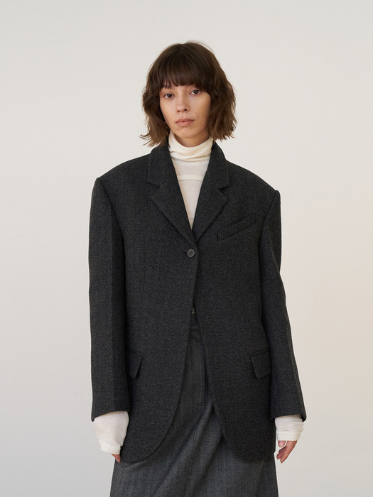 unit | Jacket Harringbone Boy Fit Charcoal Gray