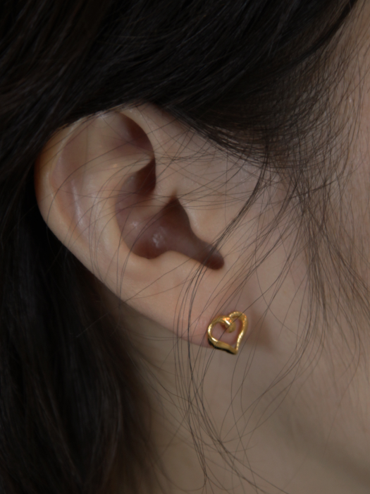 [Silver925] LU108 Kink heart earrings