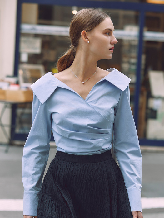 ELLIE V-neck long sleeve blouse (4color)