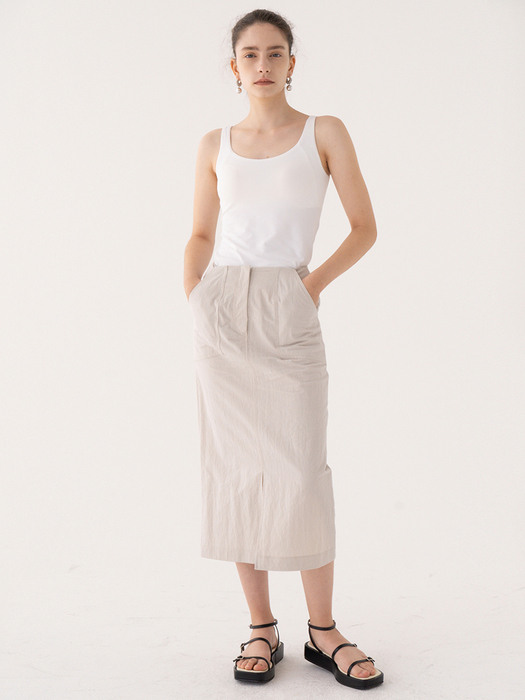 SS21 Washed Denim Skirt Ecru