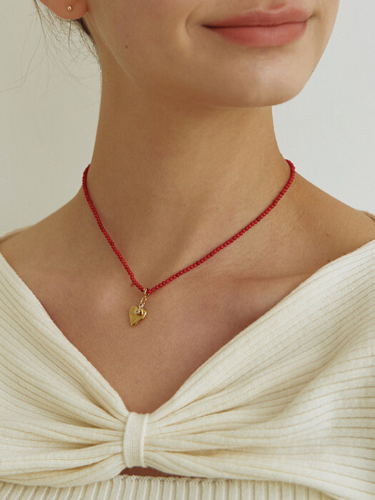 red corallite 2way initial necklace (14k Gold filled)