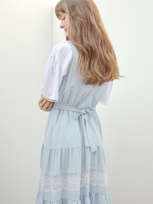 Pure Shirring Sleeveless Dress, Light Blue