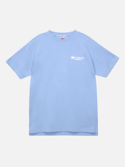 심플 로고 루즈핏 티셔츠_라이트 블루
