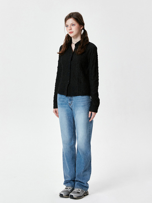 WRINKLE SLIM SHIRT KS [BLACK]