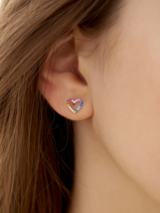 [Silver925]Rainbow clear Heart Earring_EC1726