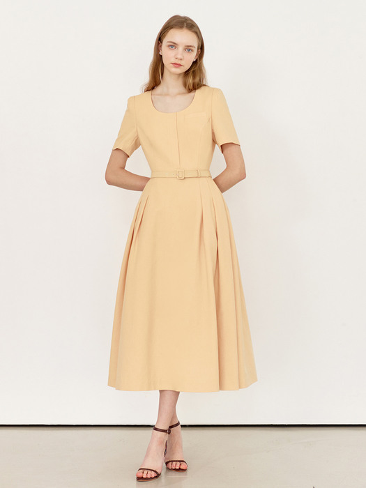 [미전시]DAISY U-neck voluminous dress (Butter)