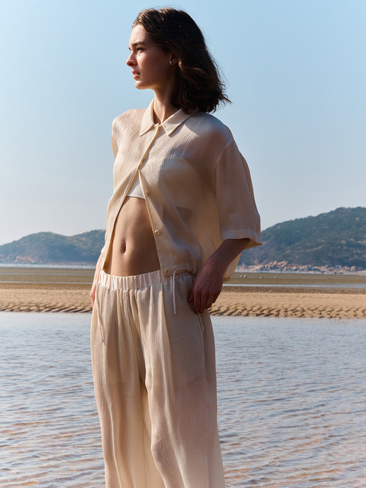 [Comfort] Wrinkle Cropped Blouse_2color