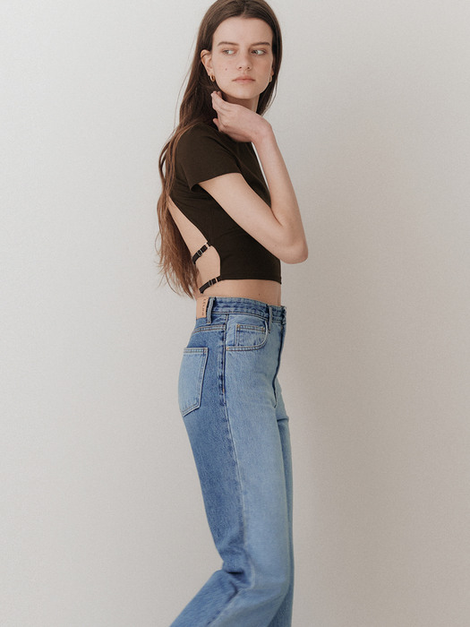 Double Strap Backless Crop Top_Brown