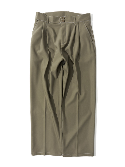 DOUBLE PLEATS STITCH TROUSER_SAND BG