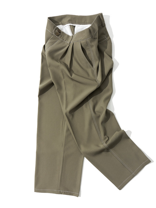 DOUBLE PLEATS STITCH TROUSER_SAND BG