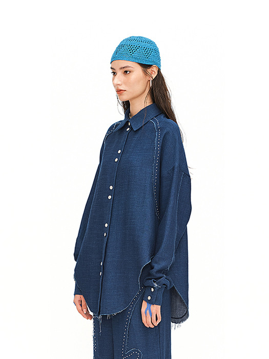 Stud line shirts - Denim blue