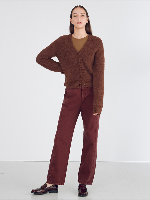 Boucle Knit Cardigan_Brown