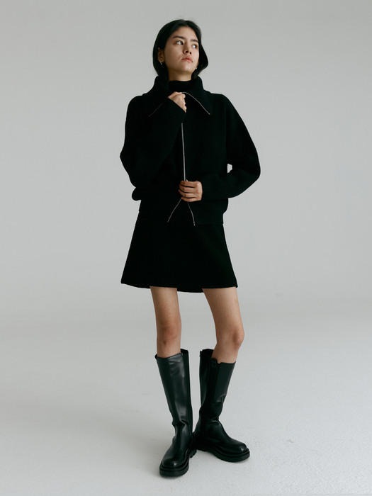 SET UP - Boucle wool mini skirt_BLACK