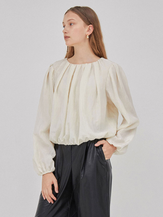 Wrinkle Balloon Blouse in Ivory VW1AB181-03