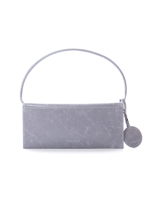 FLAT CRINKLED LEATHER SHOULDER BAG, SKY BLUE