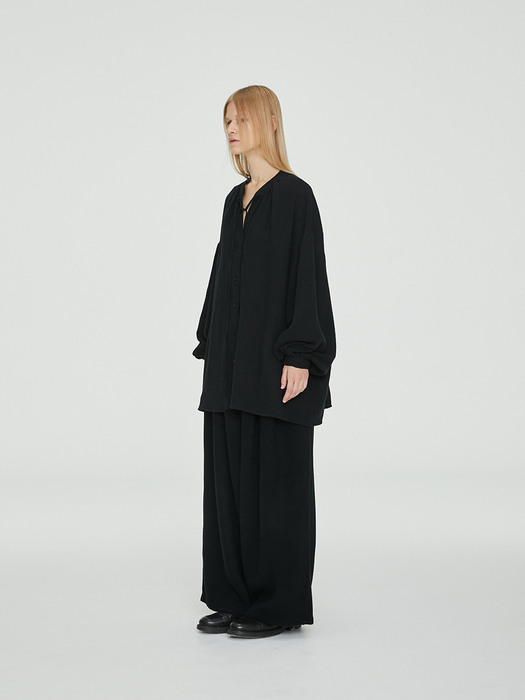 FW21 UNISEX KNITTED WIDE BLACK PANTS