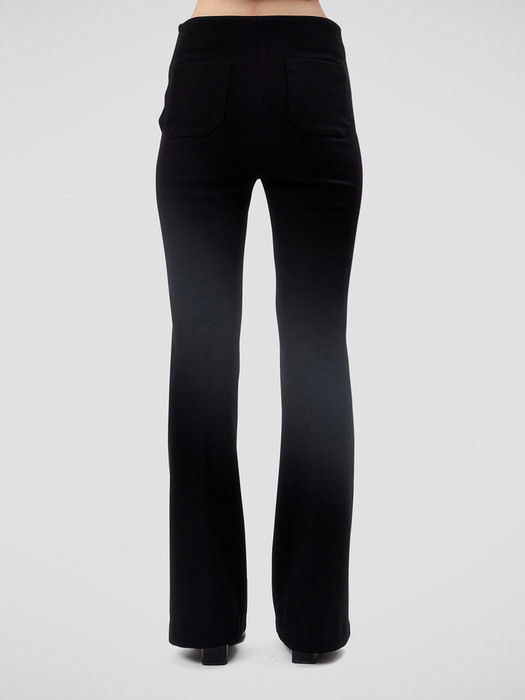 SLIM PINTUCK FLARED TROUSERS (BLACK)