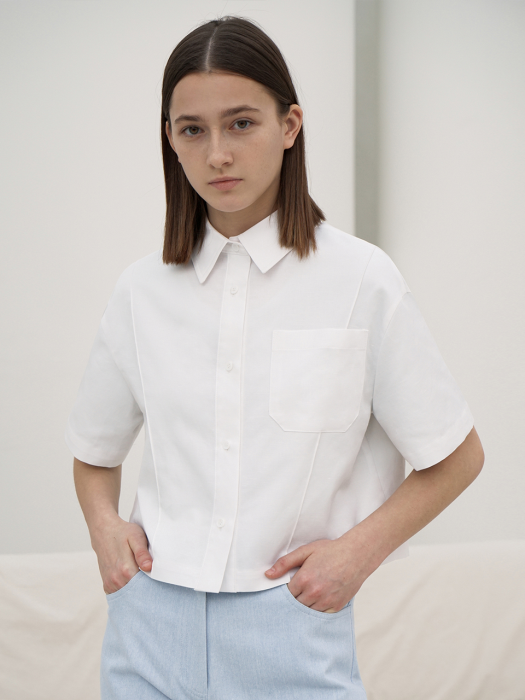 CROPPED PINTUCKED BLOUSE TOP