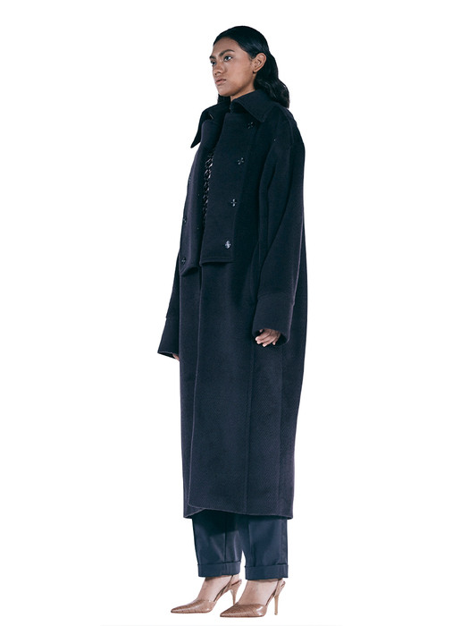 BLACK LONG LAPEL COAT