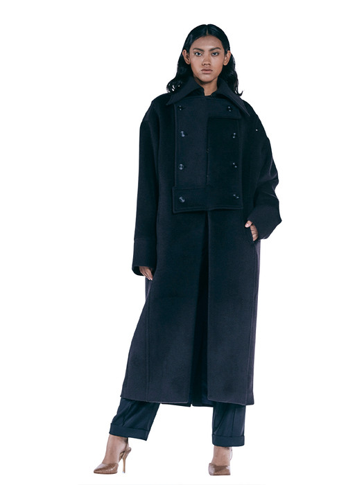 BLACK LONG LAPEL COAT